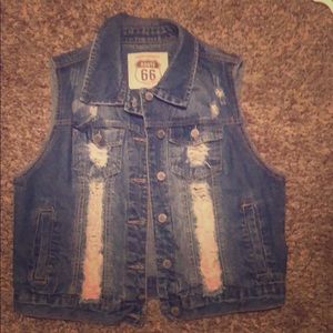 Blue jean sleeveless jacket LARGE